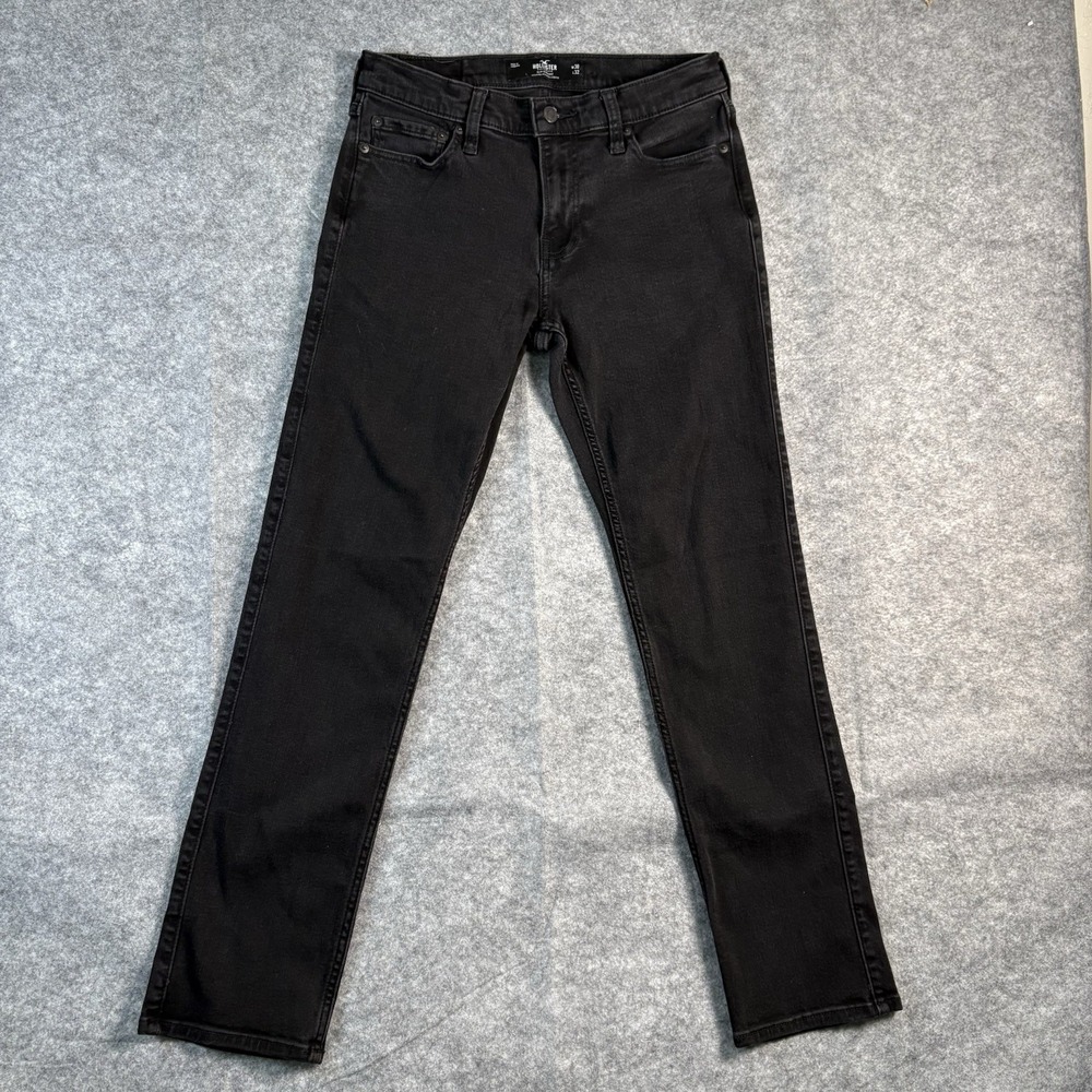 HOLLISTER Slim Straight Jeans Size 30 x 32 Black Advance Stretch Denim Pants Y2K